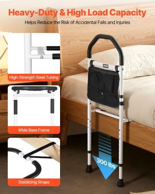 VEVOR Ρυθμιζόμενο Σιδερένιο Κρεβατοκάγκελο με Αντιολισθητική Λαβή T...