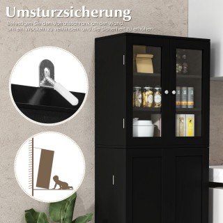 Costway Μοντέρνος Πολυλειτουργικός Αποθηκευτικός Ντουλάπι με Γυάλιν...