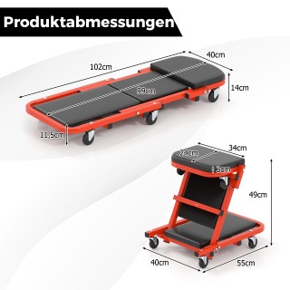 Costway Διπλό Ρολό Βοηθητικός Πάγκος Εργασίας με 6 Τροχούς & Μαξιλα...
