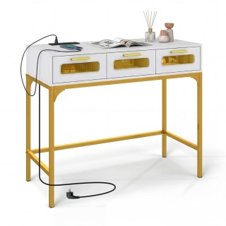 Costway Κονσόλα Εισόδου με Φωτισμό LED και Σταθμό Φόρτισης, Λευκή, ...