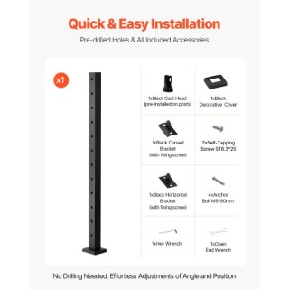 VEVOR Κολόνα Κάγκελου με Καλώδιο και Γωνιακές Οπές 30° 1JZLGZXHS106...