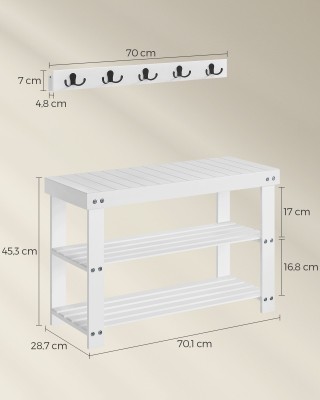 SONGMICS Ξύλινη Παπουτσοθήκη 70x28.7x45.3cm Λευκή LCR004W01 SONGMICS Ξύλινη Παπουτσοθήκη 70x28.7x45.3cm Λευκή LCR004W01