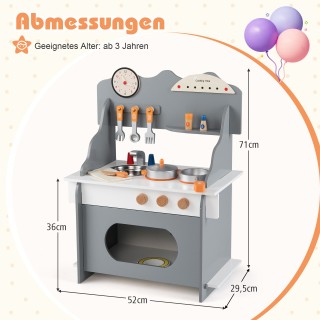 Costway Παιδική Κουζίνα με Πλήρη Αξεσουάρ, Φούρνο, Ρολόι & Ράφι Μπα...