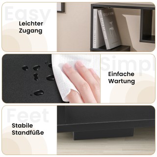 Costway Μοντέρνα Γεωμετρική Βιβλιοθήκη με Ανοιχτά Ράφια και Προστασ...