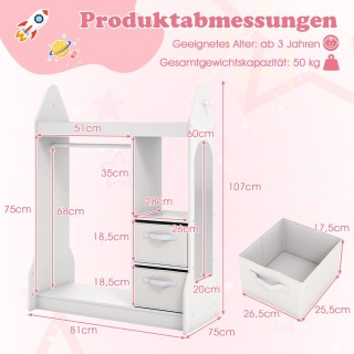 Costway Παιδική ΝτουλάπαΓκαρνταρόμπα με Ακρυλικό Καθρέφτη και Κρεμά... Costway Παιδική ΝτουλάπαΓκαρνταρόμπα με Ακρυλικό Καθρέφτη και Κρεμά...