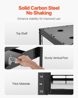 VEVOR Ανοιχτό Κάδρο Δικτυακή Ράφι 16U, Βάθος 585 mm, Βάρος Αντοχής ...