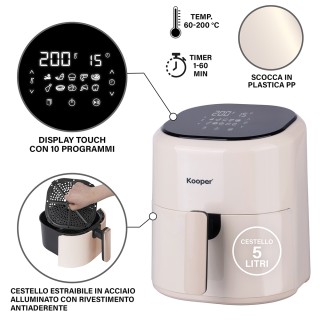 Kooper Kooper Φριτέζα Αέρος 5 Λ με Οθόνη Αφής 1200 W Ελεφαντόδοντο ... Kooper Kooper Φριτέζα Αέρος 5 Λ με Οθόνη Αφής 1200 W Ελεφαντόδοντο ...