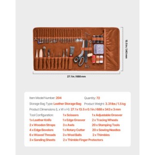 VEVOR Σετ Εργαλείων Δερματοτεχνίας 72 Τεμαχίων PGGJTZPGGJB7X3WXJV0