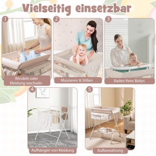 Costway Πτυσσόμενος και ρυθμιζόμενος σταθμός αλλαγής πάνας με αποθη...