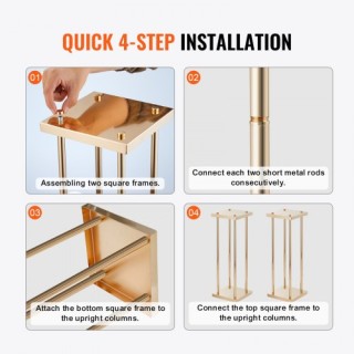 VEVOR 4τμχ Χρυσή Μεταλλική Βάση Λουλουδιών 60εκ για Εκδηλώσεις  HLH...