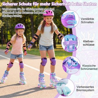 Costway Παιδικά πατίνια Quad ρυθμιζόμενα σε 4 μεγέθη με φωτιζόμενου...