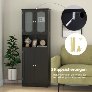 Costway  Ελεύθερος Μαύρος Ορθοστάτης Ντουλάπα Μπάνιου με Κεκλιμένη ...