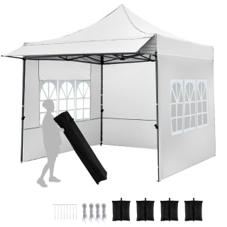 Costway Τέντα pop up 10 x 10 ft με πλαϊνά και στέγαστρο, λευκή 25,4... Costway Τέντα pop up 10 x 10 ft με πλαϊνά και στέγαστρο, λευκή 25,4...
