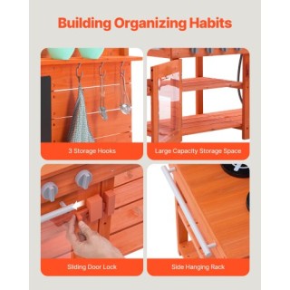 VEVOR Ξύλινη Παιδική Κουζίνα Εξωτερικού Χώρου για Παιχνίδι Ρόλων NJ...