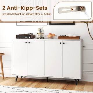 Costway  Λευκή Ξύλινη Ντουλάπα με 4 Πόρτες και Ρυθμιζόμενα Ράφια - ...