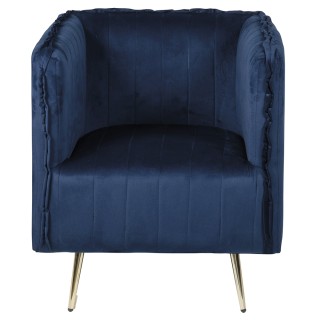 Galileo Πολυθρόνα vintage μπλε με ξύλινο σκελετό και ύφασμα πολυεστ...