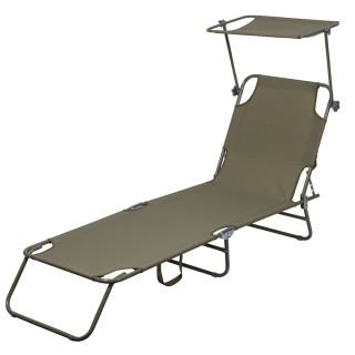 Galileo Αναδιπλούμενη ξαπλώστρα παραλίας με σκίαστρο, με ατσάλινο σ...