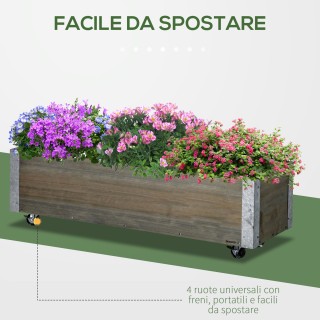 Outsunny  Ορθογώνια Ζαρντινιέρα από Ξύλο Έλατου με Ρόδες και Φρένο,...