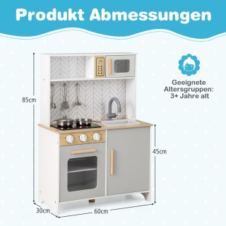 Costway Σετ Παιδικής Κουζίνας από Ξύλο με Φώτα και Ήχους για Δημιου...