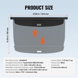 VEVOR Αναδιπλούμενο Κάλυμμα Αποσκευών για Toyota RAV4 2019-2024 YC... VEVOR Αναδιπλούμενο Κάλυμμα Αποσκευών για Toyota RAV4 2019-2024 YC...