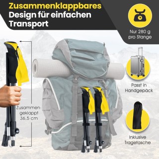 Costway Πτυσσόμενα Μπατόν Πεζοπορίας με Γρήγορο Κλείσιμο για Ύψος 1...