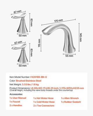 VEVOR Μπαταρία Μπανιέρας , 3 Οπών, Καταρράκτης, Ψηλής Καμάρας, Βουρ... VEVOR Μπαταρία Μπανιέρας , 3 Οπών, Καταρράκτης, Ψηλής Καμάρας, Βουρ...