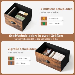 Costway  Πολυλειτουργική Συρταριέρα Αποθήκευσης με 5 Συρτάρια και Μ...