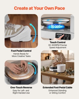 VEVOR Ηλεκτρικός Τροχός Αγγειοπλαστικής 450W για Ενήλικες, Επιτραπέ...