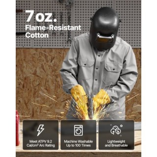 VEVOR Ανθεκτικό στη Φλόγα Μπουφάν Συγκόλλησης 7oz FR Βαμβάκι Μέγεθο...