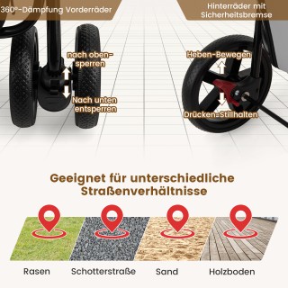 Costway Διπλός Καροτσάκι Κατοικίδιων έως 16 kg με Δίχτυ και Θήκη Πο...