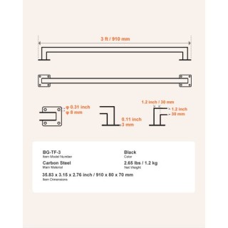 VEVOR Σιδερένια Μαύρη Κουπαστή Σκάλας 915mm Τοίχου BGSTZFGFS3FTNONY... VEVOR Σιδερένια Μαύρη Κουπαστή Σκάλας 915mm Τοίχου BGSTZFGFS3FTNONY...