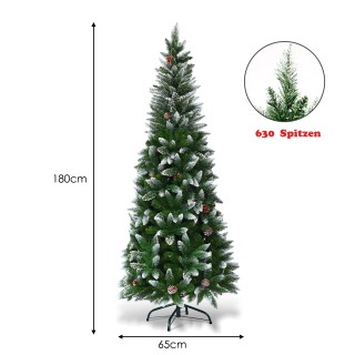 Costway Ρεαλιστικό Χριστουγεννιάτικο Δέντρο Slim Pencil 180 εκ ύψος...