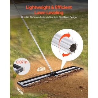 VEVOR Γκανιότα Επιπέδωσης Γκαζόν 48x10in με Ρυθμιζόμενη Λαβή 83.9in...