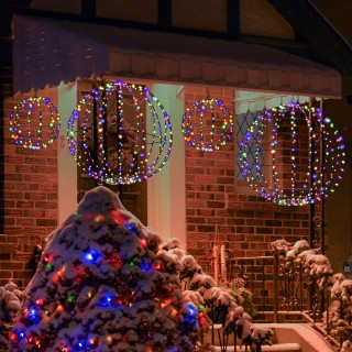 Costway Προ-φωτισμένες Χριστουγεννιάτικες Μπάλες με 4-χρωματιστά LE...