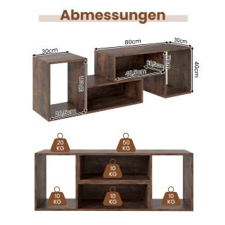 Costway 2-τεμαχίων Συνδυαστικός Τραπεζάκι για Τηλεοράσεις έως 60 ιν...