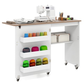 Costway Πτυσσόμενο Τραπέζι Ραπτικής Κινητός Σταθμός Χειροτεχνίας με...