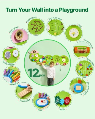 Πάνελ Δραστηριοτήτων Τοίχου – Κάμπια με 12 Δραστηριότητες Montessor...