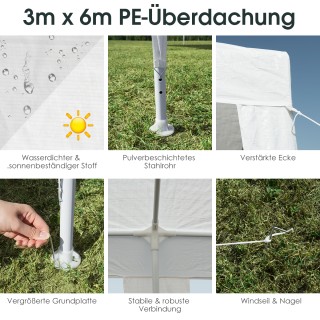 Costway Aδιάβροχη σκηνή παραλίας με σχοινιά 3 x 6 x 2,6m Λευκό OP70089 Costway Aδιάβροχη σκηνή παραλίας με σχοινιά 3 x 6 x 2,6m Λευκό OP70089