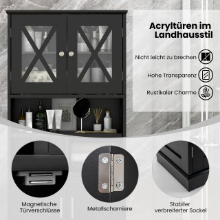 Costway Ντουλάπι Μπάνιου Μαύρο με Ρυθμιζόμενα Ράφια και Κλείσιμο Ασ... Costway Ντουλάπι Μπάνιου Μαύρο με Ρυθμιζόμενα Ράφια και Κλείσιμο Ασ...