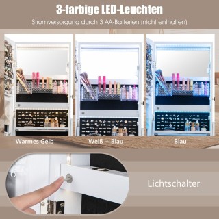 Costway  Πολυλειτουργική Ντουλάπα Κοσμημάτων 3-σε-1 με Καθρέφτη Σώμ...