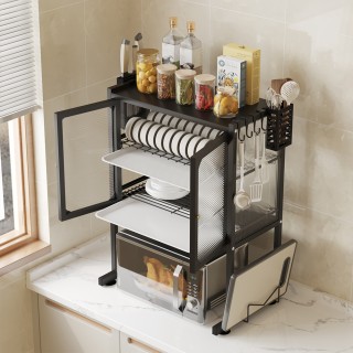 BAKAJI Ράφι Ντουλάπι Φούρνου Μικροκυμάτων με Γυάλινη Βιτρίνα σε Μαύ... BAKAJI Ράφι Ντουλάπι Φούρνου Μικροκυμάτων με Γυάλινη Βιτρίνα σε Μαύ...