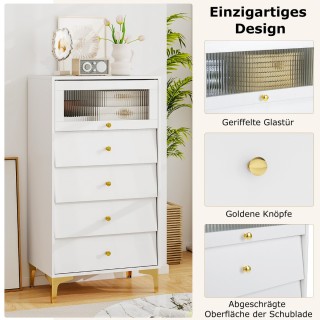 Έπιπλο Αποθήκευσης με 4 Συρτάρια και Ντουλάπι, Μεταλλικά Πόδια και ...