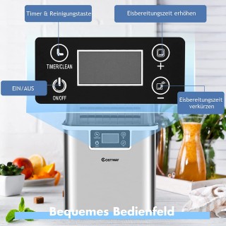 Ανοξείδωτη Παγομηχανή 3,2 L με Άνω Είσοδο 25 x 36 x 38 cm -  Ασημί ...