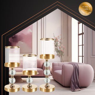 Ruhhy Σετ 3 Κηροπήγια Γυάλινα σε Χρυσό Χρώμα 26487 Ruhhy Σετ 3 Κηροπήγια Γυάλινα σε Χρυσό Χρώμα 26487