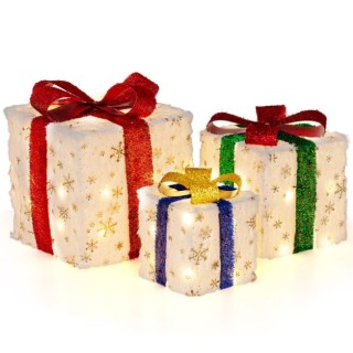 Χριστουγεννιάτικα Κουτιά Δώρου Φωτιζόμενα Σετ 3 τεμαχίων COSTWAY C... Χριστουγεννιάτικα Κουτιά Δώρου Φωτιζόμενα Σετ 3 τεμαχίων COSTWAY C...