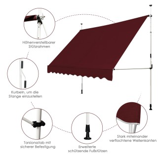 Costway Αυτοστηριζόμενο Τέντα Μπαλκόνι 300 cm, Ρυθμιζόμενη σε Ύψος... Costway Αυτοστηριζόμενο Τέντα Μπαλκόνι 300 cm, Ρυθμιζόμενη σε Ύψος...