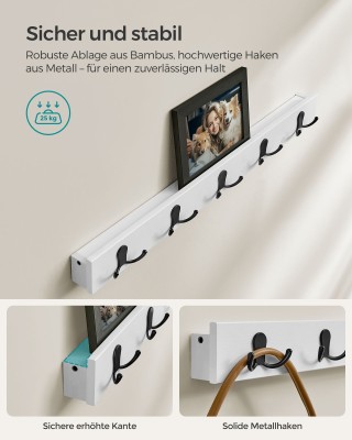 SONGMICS Ξύλινη Παπουτσοθήκη 70x28.7x45.3cm Λευκή LCR004W01