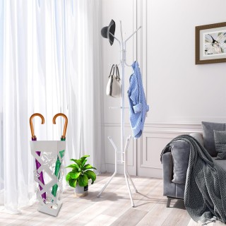 BAKAJI  Τετράγωνη Λευκή Ομπρελοθήκη για Είσοδο Σχέδιο Λουλούδια Ομπ...