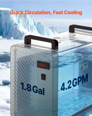 VEVOR Βιομηχανικός Ψύκτης Νερού 1600W με Συμπιεστή, Μέγ. Ροή 16 L/m...