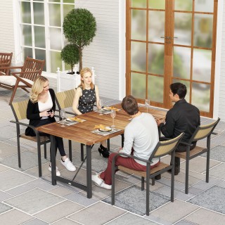 Outsunny Τραπέζι Κήπου 160x90 εκ από Ξύλο Ακακίας και Ατσάλι με Επι...